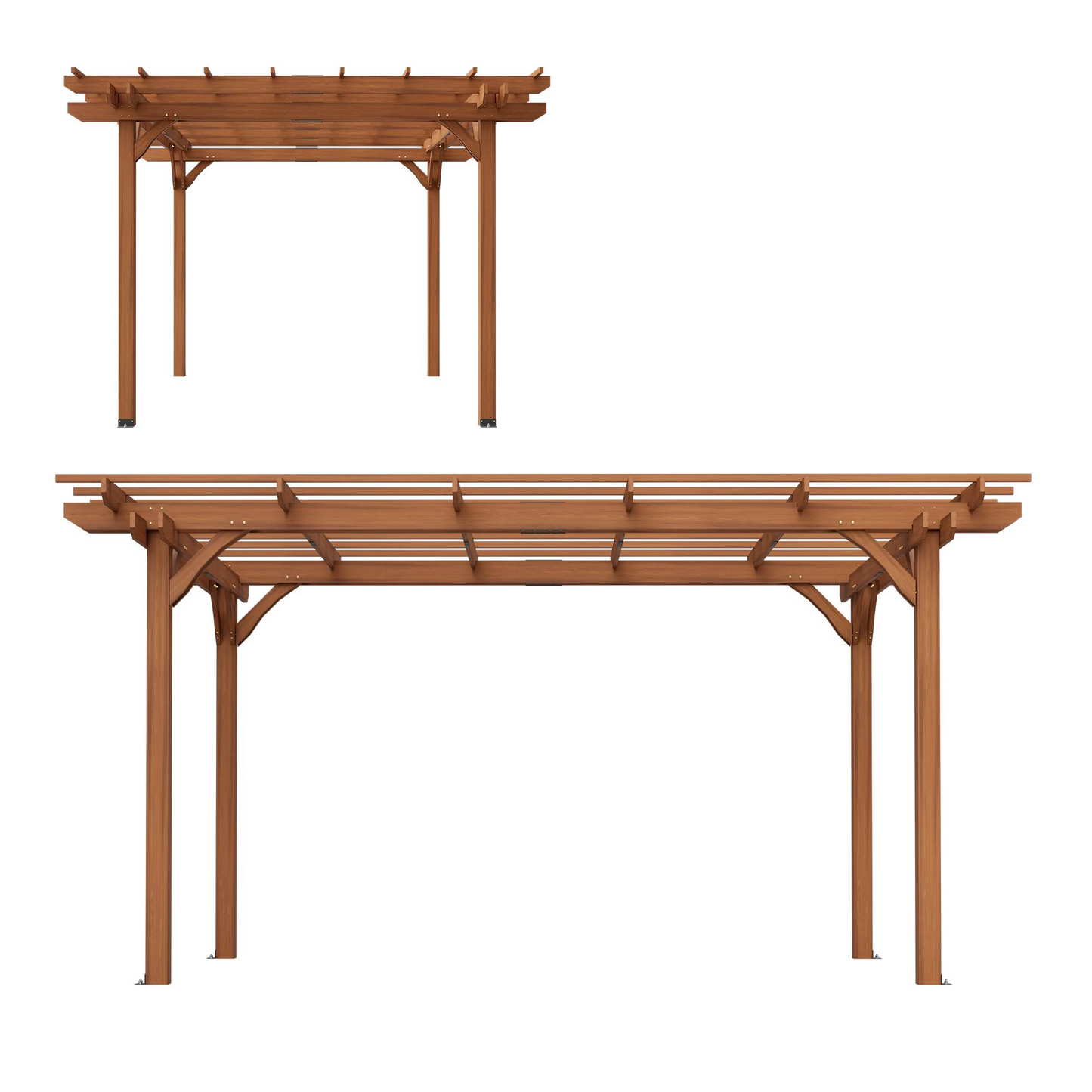 Light Brown Traditional Outdoor All Solid Fir Wood Patio Pergola Shade Structure