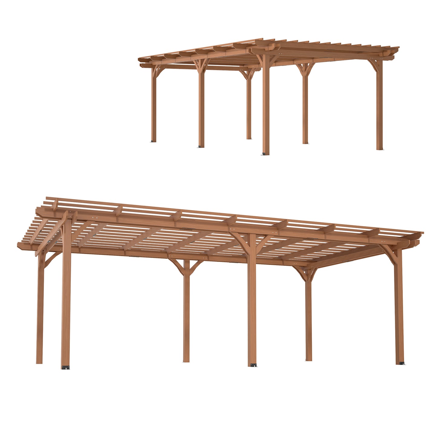 Light Brown Traditional Outdoor All Solid Fir Wood Patio Pergola Shade Structure