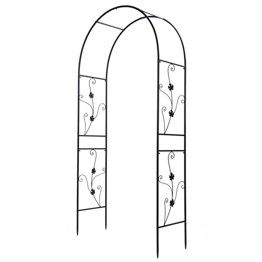 Metal Garden Arch – Sturdy Black Iron Trellis for Climbing Plants & Weddings