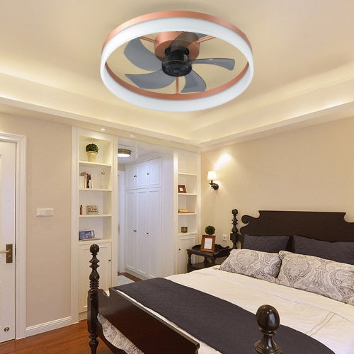 Ceiling Fan with Light Dimmable LED Recessed Mounted Slim Modern Ceiling Fan (Rose Gold)