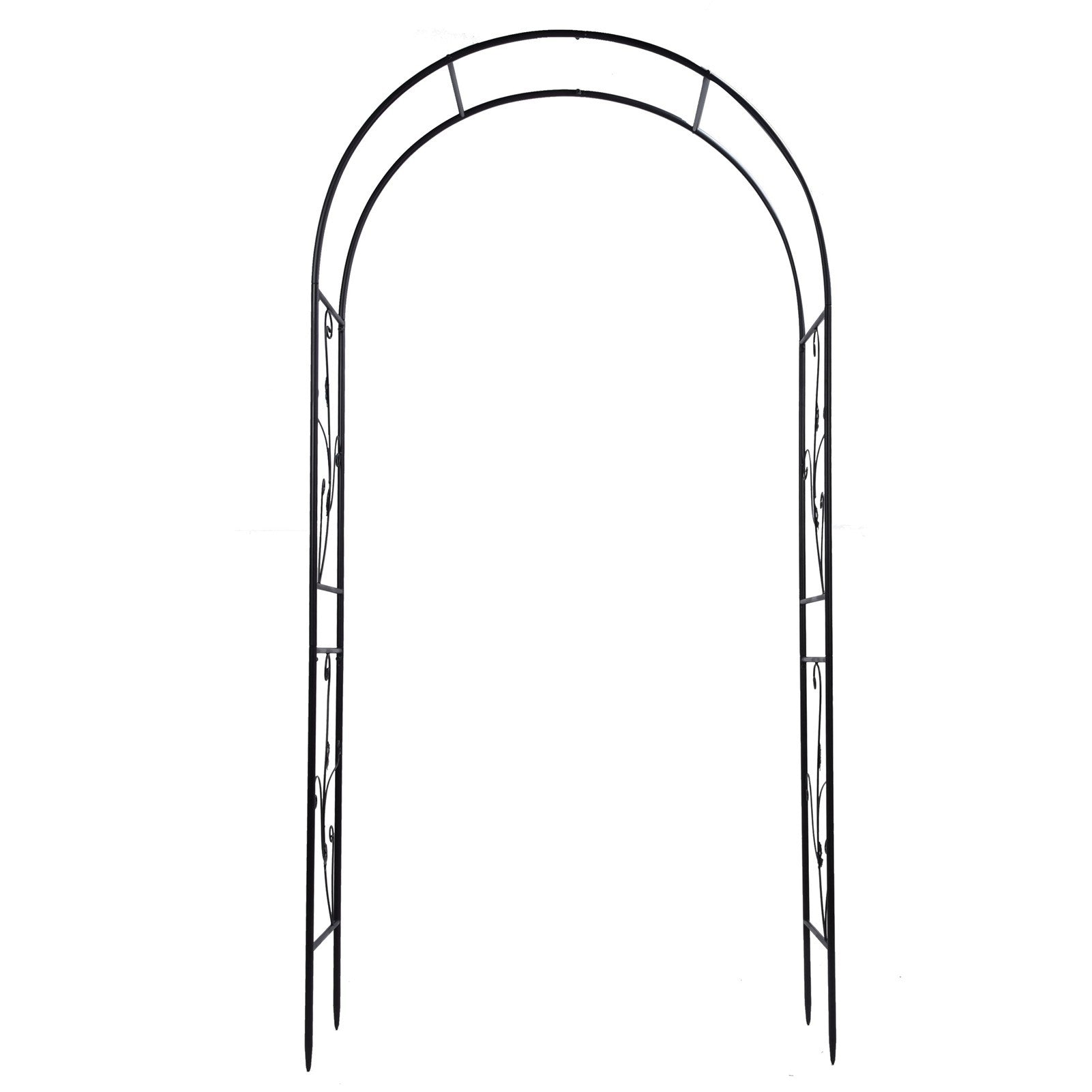 Metal Garden Arch – Sturdy Black Iron Trellis for Climbing Plants & Weddings