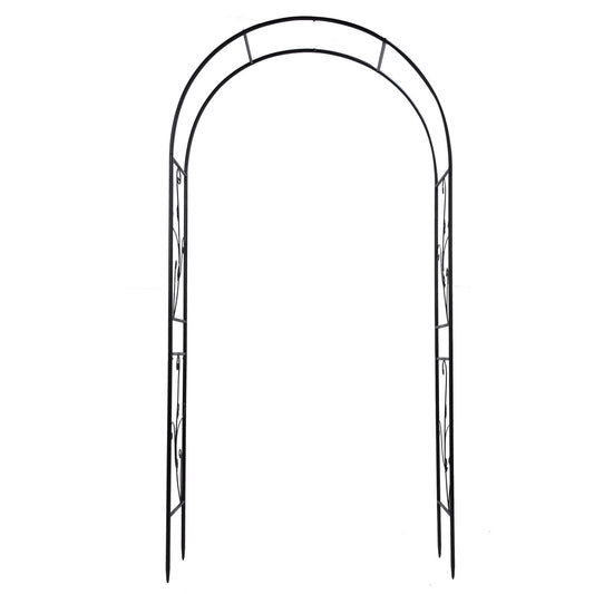 Metal Garden Arch – Sturdy Black Iron Trellis for Climbing Plants & Weddings
