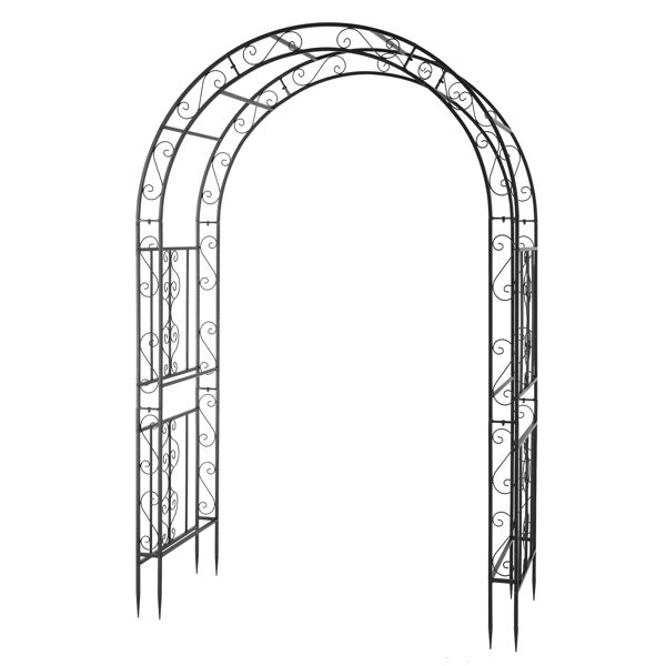 Double Layer Iron Garden Arch – Black Matte Trellis for Climbing Plants & Outdoor Decor