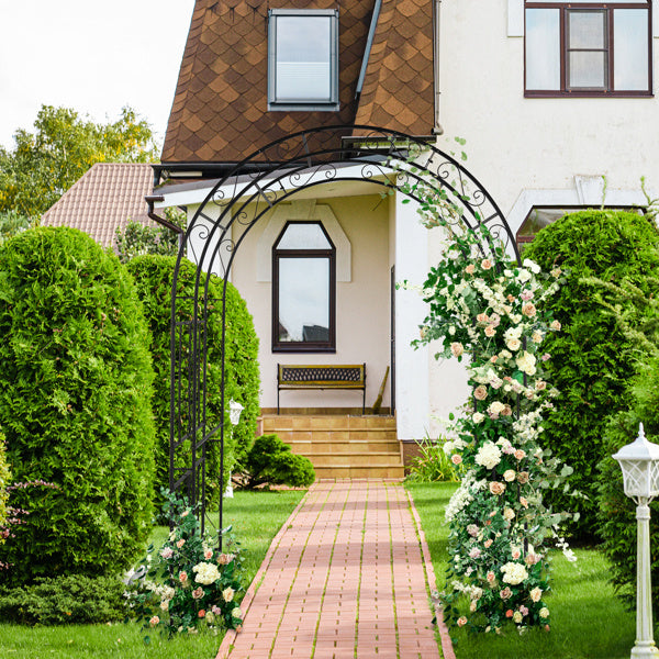 Double Layer Iron Garden Arch – Black Matte Trellis for Climbing Plants & Outdoor Decor