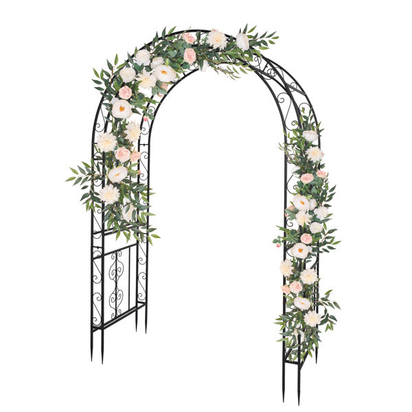 Double Layer Iron Garden Arch – Black Matte Trellis for Climbing Plants & Outdoor Decor