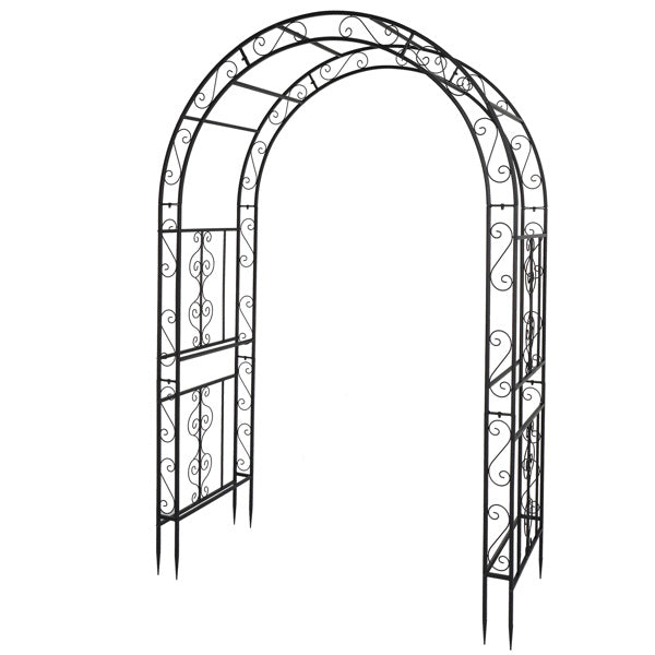 Double Layer Iron Garden Arch – Black Matte Trellis for Climbing Plants & Outdoor Decor