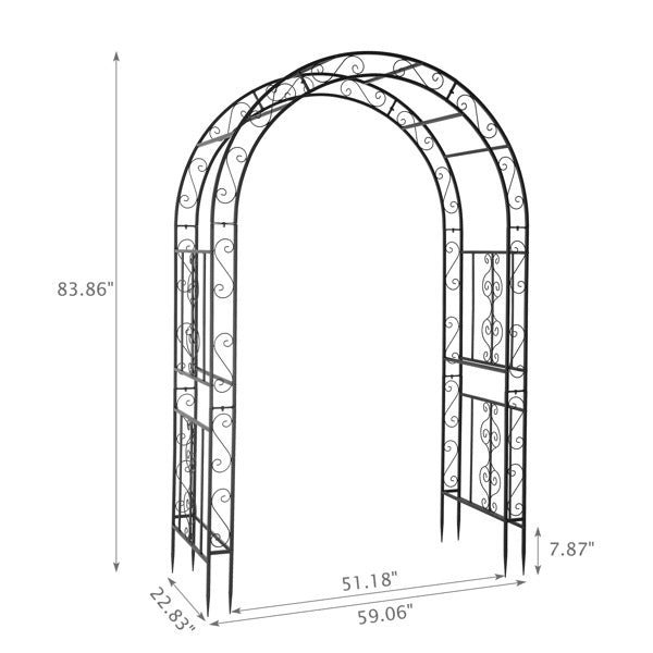 Double Layer Iron Garden Arch – Black Matte Trellis for Climbing Plants & Outdoor Decor