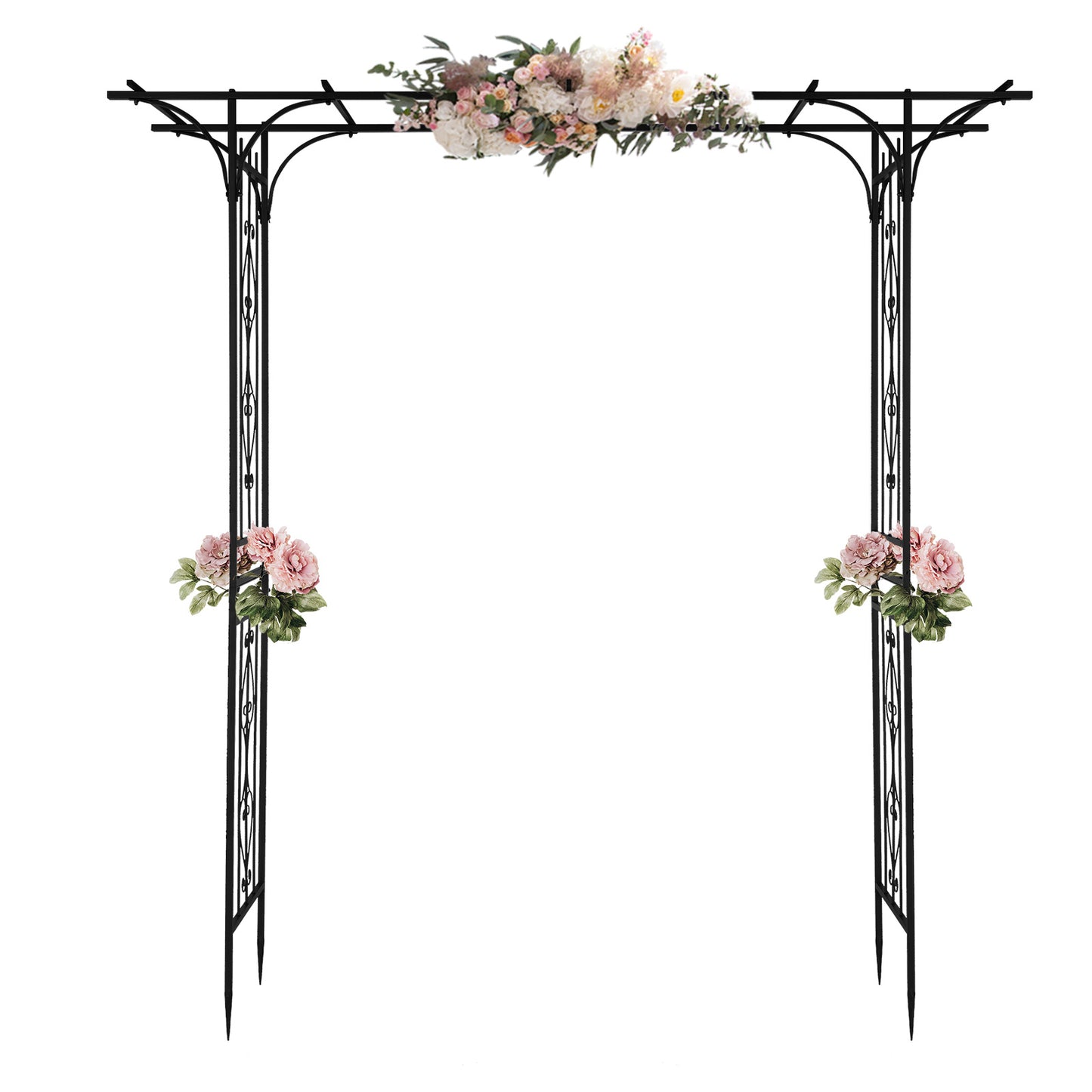 Metal Garden Arch – Sturdy Black Iron Trellis for Climbing Plants & Decor