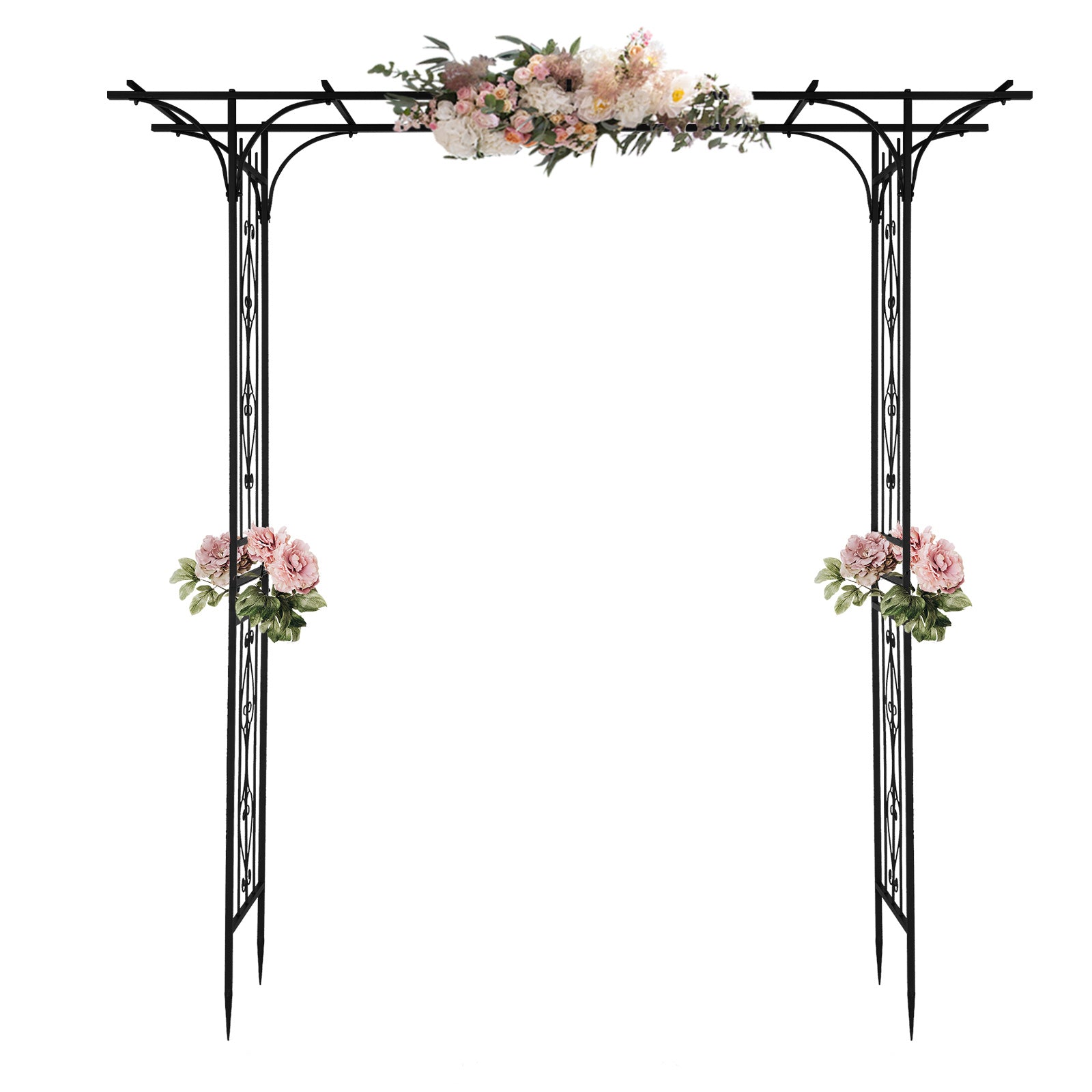 Metal Garden Arch – Sturdy Black Iron Trellis for Climbing Plants & Decor
