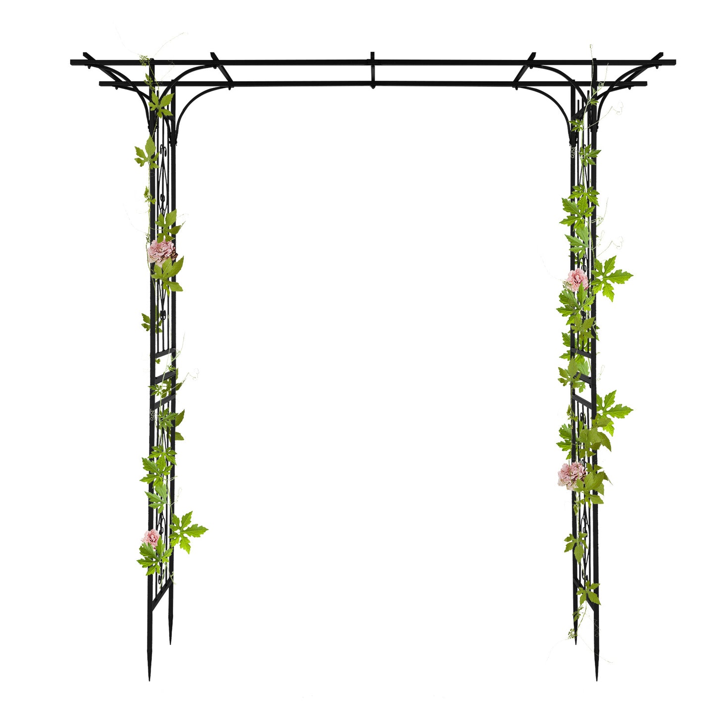 Metal Garden Arch – Sturdy Black Iron Trellis for Climbing Plants & Decor