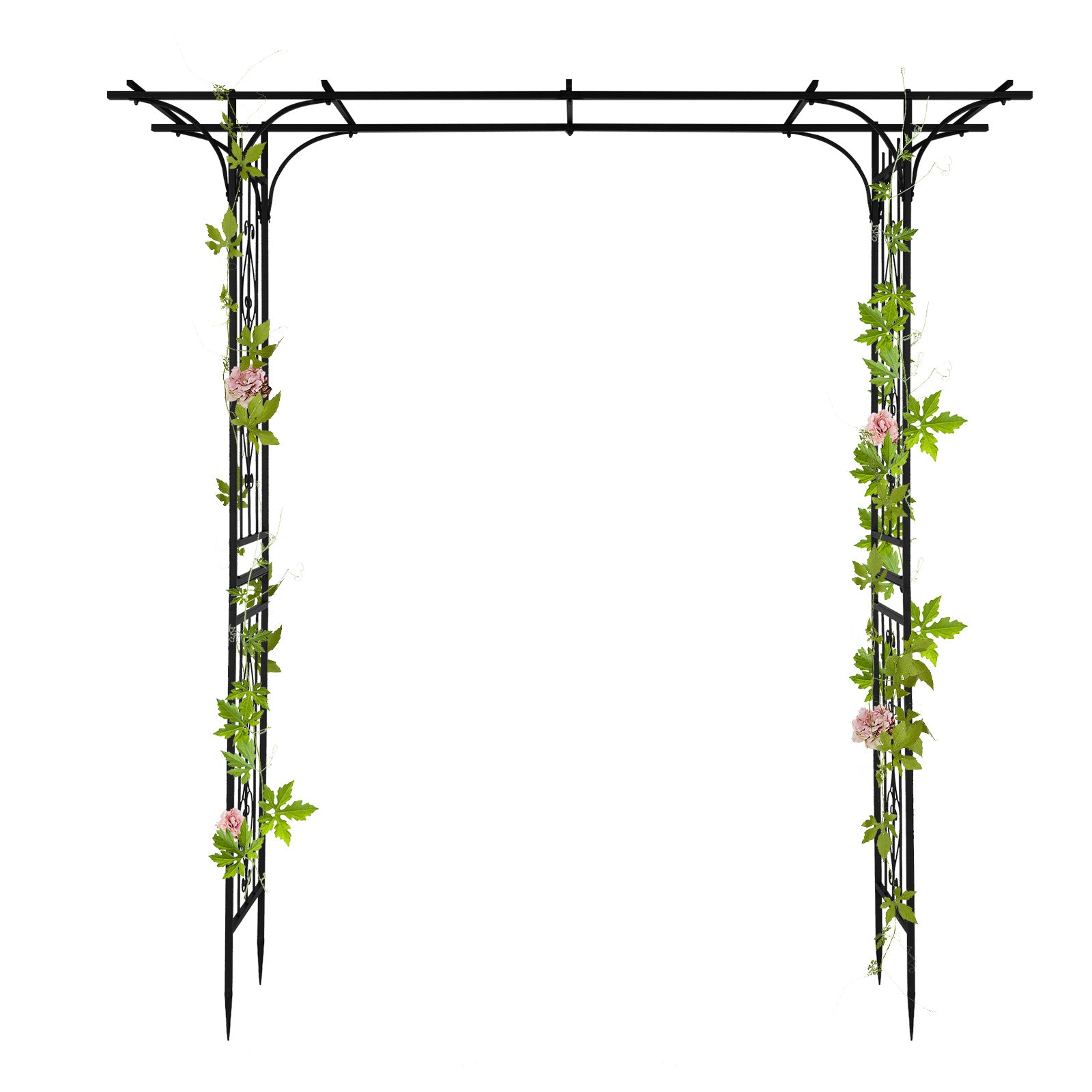 Metal Garden Arch – Sturdy Black Iron Trellis for Climbing Plants & Decor