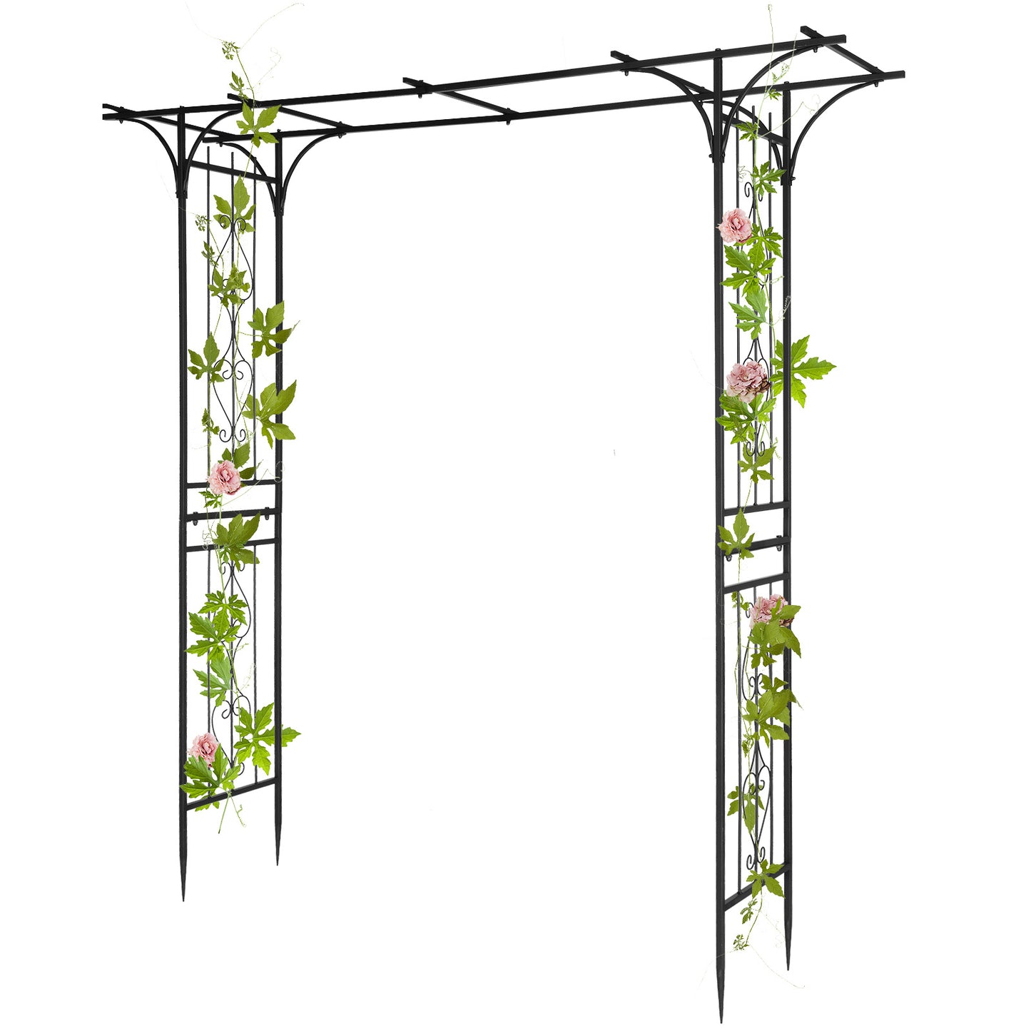 Metal Garden Arch – Sturdy Black Iron Trellis for Climbing Plants & Decor