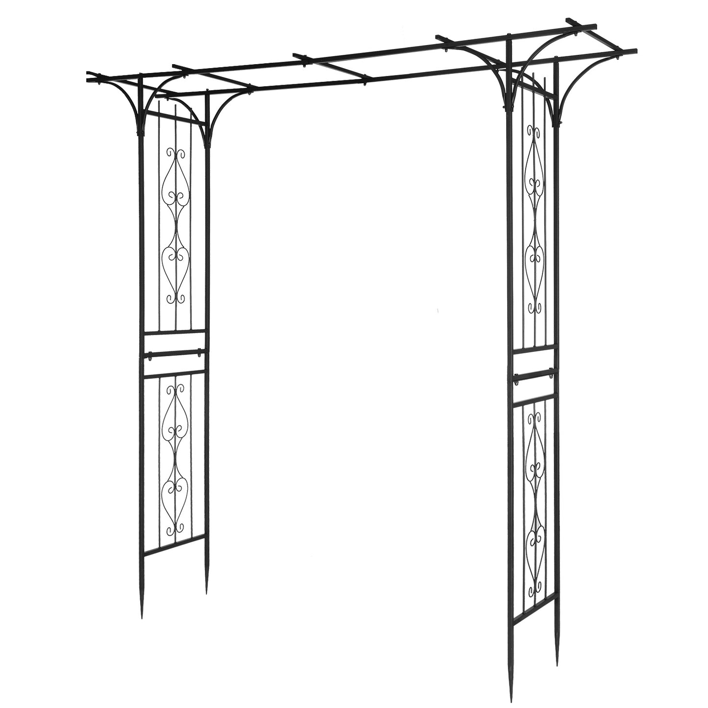 Metal Garden Arch – Sturdy Black Iron Trellis for Climbing Plants & Decor