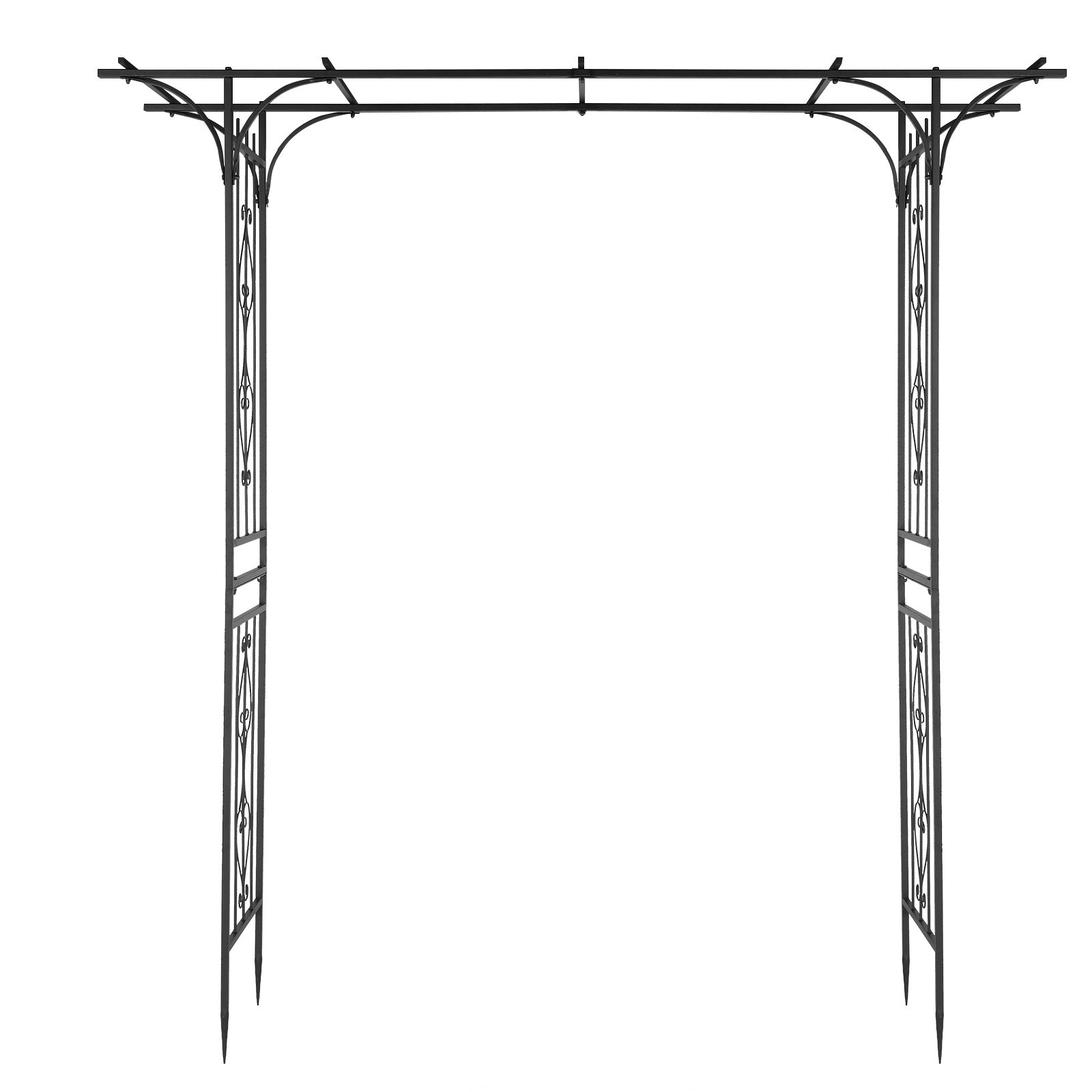 Metal Garden Arch – Sturdy Black Iron Trellis for Climbing Plants & Decor