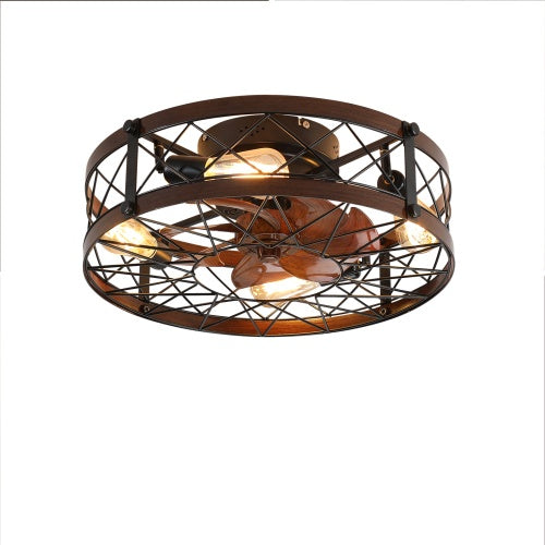 Cage Ceiling Fan with Light, Black – 20 Inch Recessed Ceiling Fan