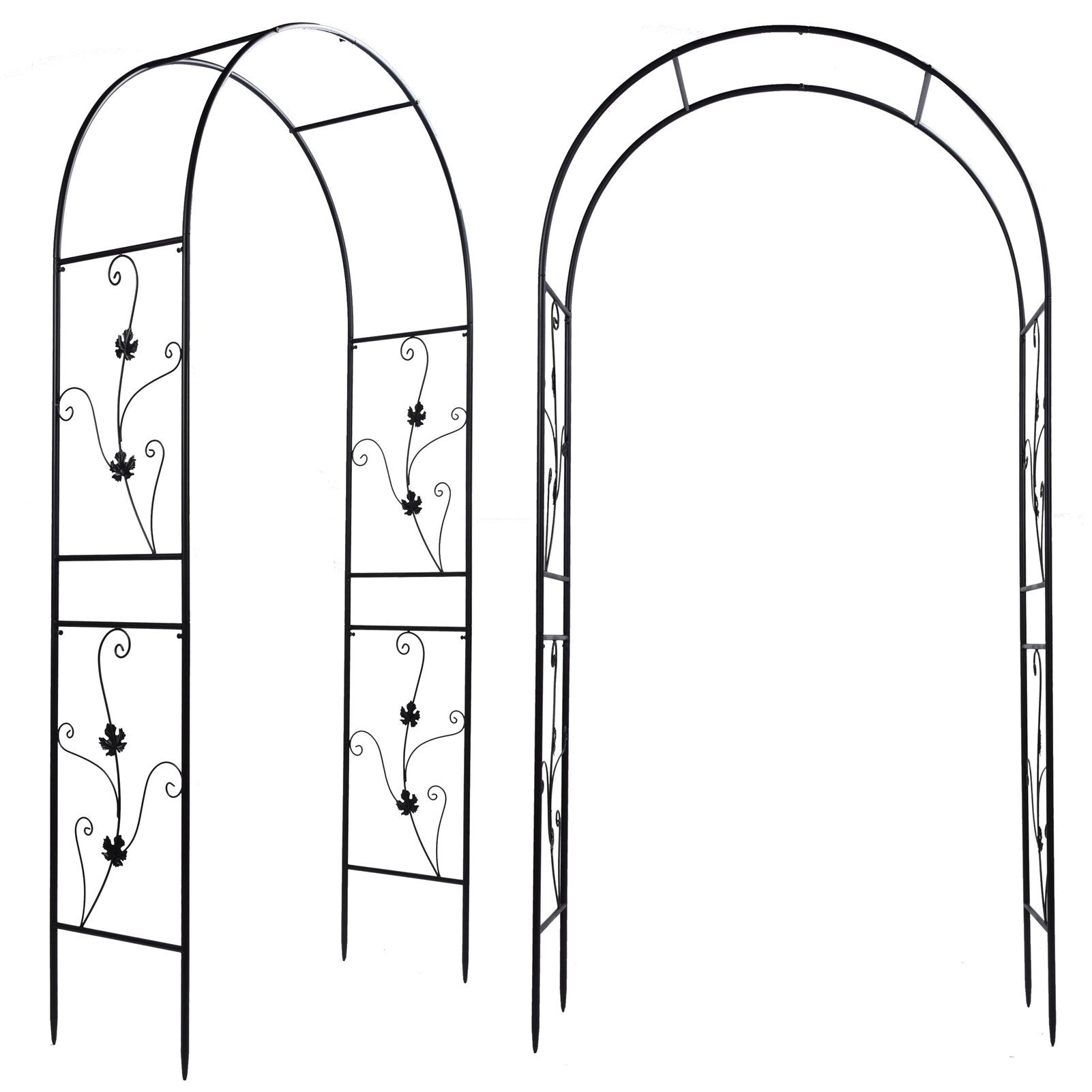 Metal Garden Arch – Sturdy Black Iron Trellis for Climbing Plants & Weddings