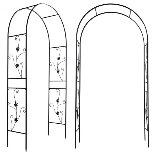 Metal Garden Arch – Sturdy Black Iron Trellis for Climbing Plants & Weddings