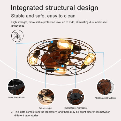 Farmhouse Cage Ceiling Fan with Light – 6-Speed Reversible Motor with Remote Control