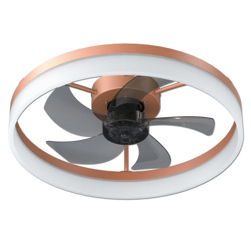 Ceiling Fan with Light Dimmable LED Recessed Mounted Slim Modern Ceiling Fan (Rose Gold)