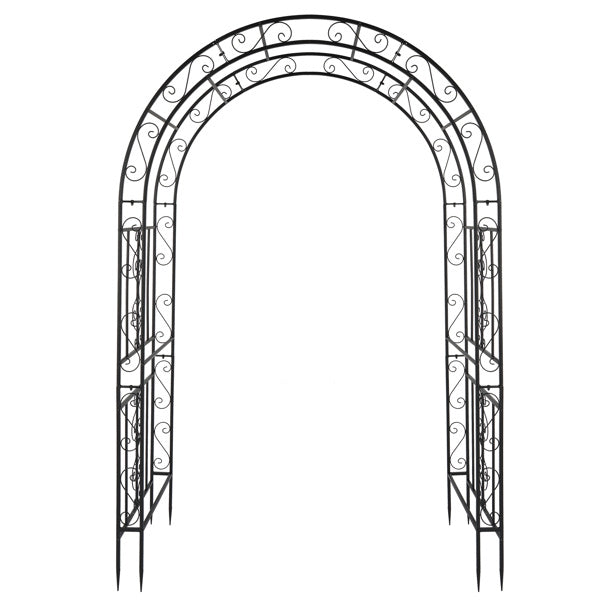 Double Layer Iron Garden Arch – Black Matte Trellis for Climbing Plants & Outdoor Decor