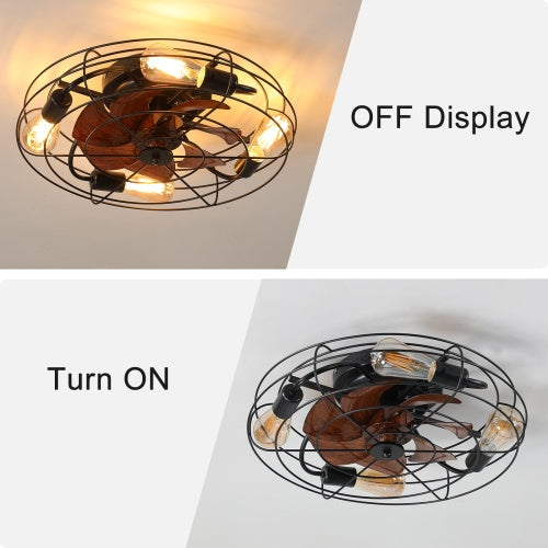 Farmhouse Cage Ceiling Fan with Light – 6-Speed Reversible Motor with Remote Control