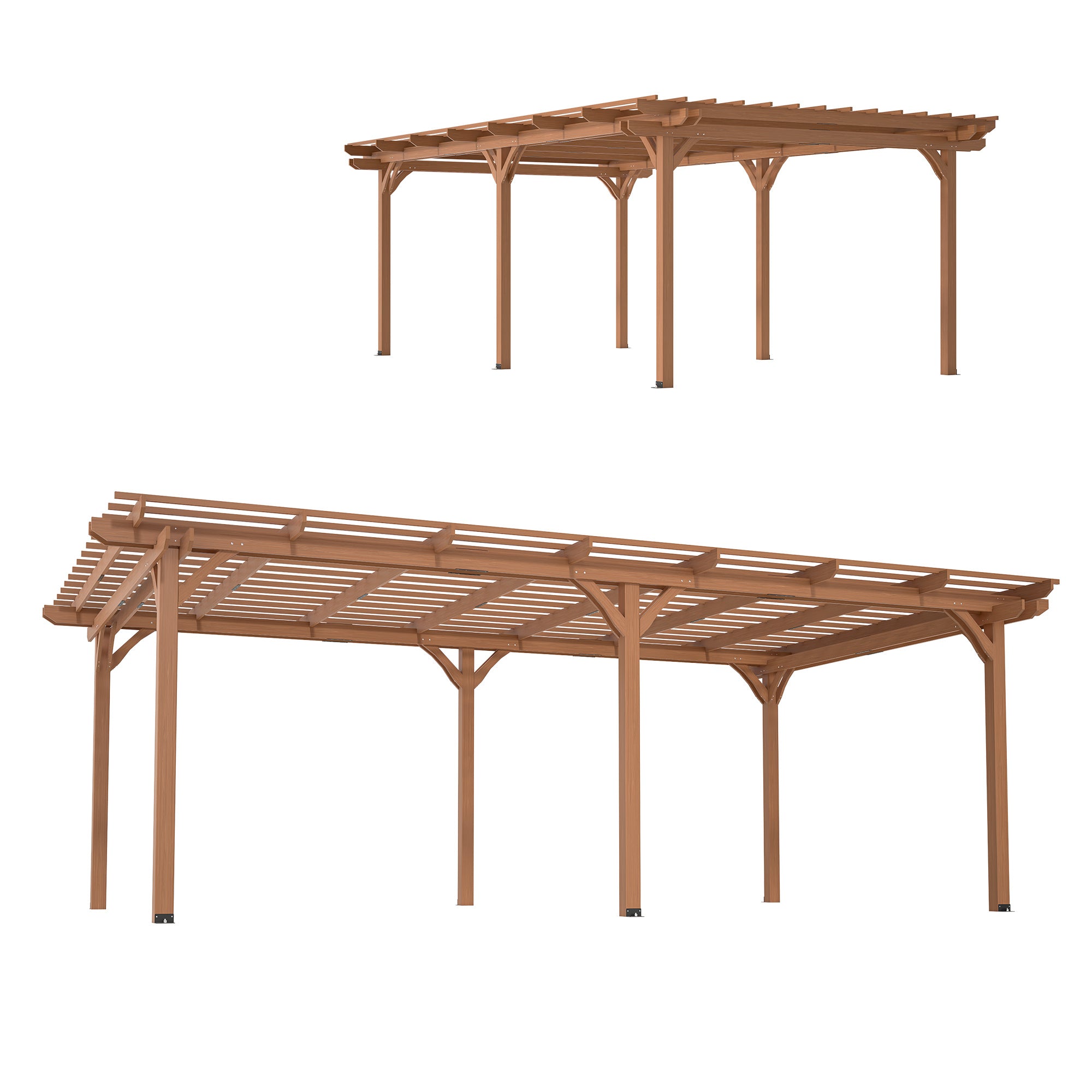 Light Brown Traditional Outdoor All Solid Fir Wood Patio Pergola Shade Structure