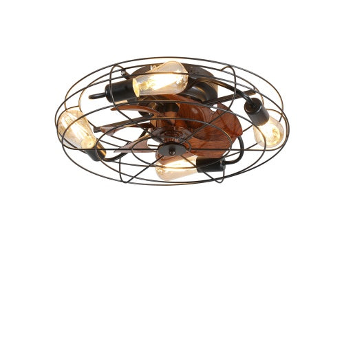 Farmhouse Cage Ceiling Fan with Light – 6-Speed Reversible Motor with Remote Control