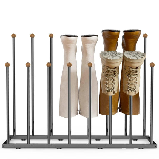 Werseon 8-Pair Boot Storage Rack - Freestanding Shoe Organizer, Matte Black