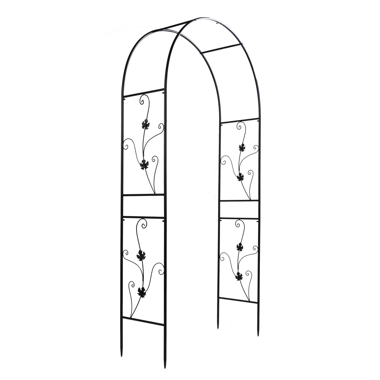 Metal Garden Arch – Sturdy Black Iron Trellis for Climbing Plants & Weddings