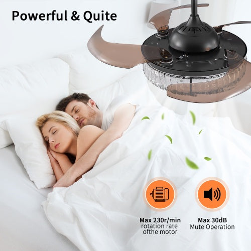 Modern LED Retractable Ceiling Fan with Light & Remote