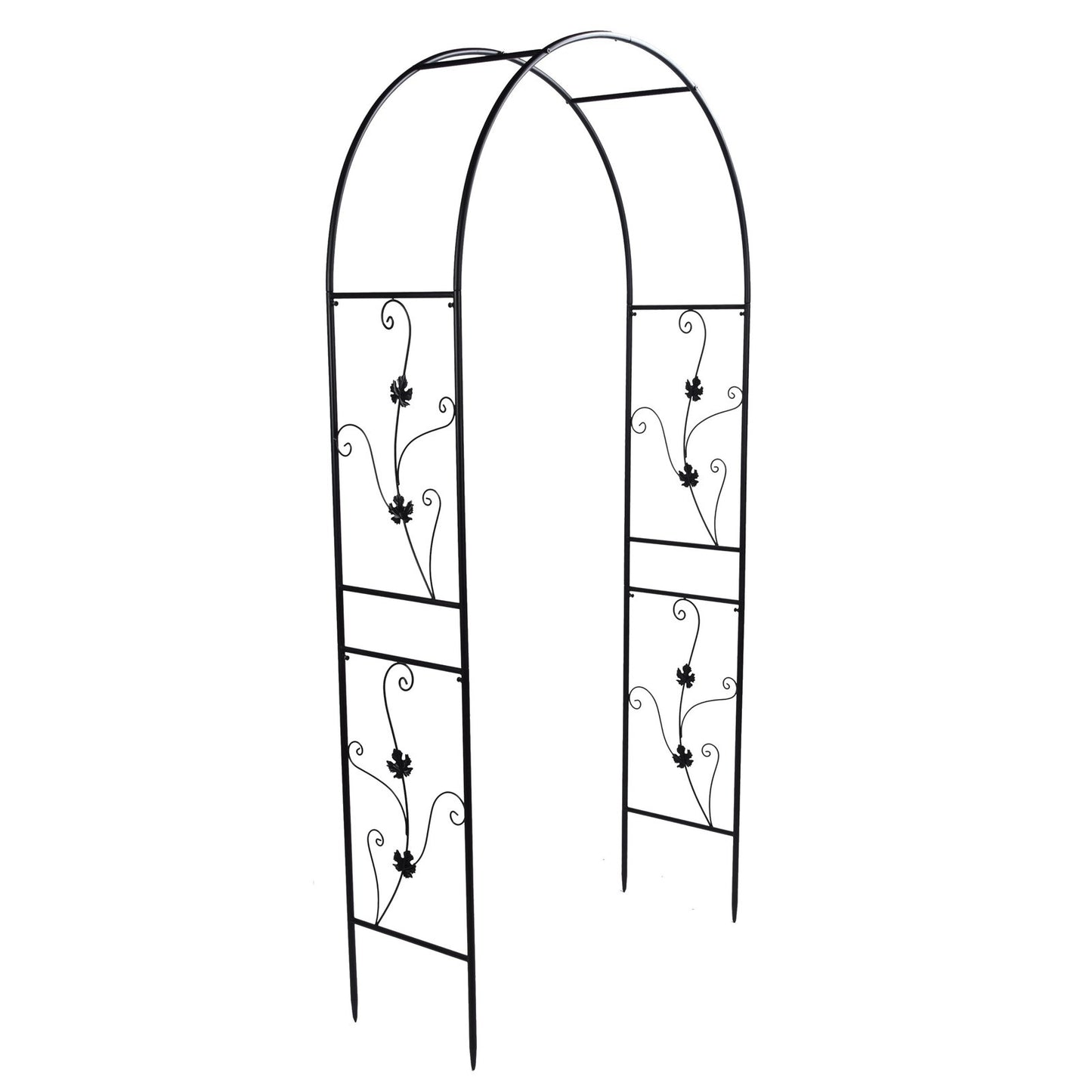 Metal Garden Arch – Sturdy Black Iron Trellis for Climbing Plants & Weddings