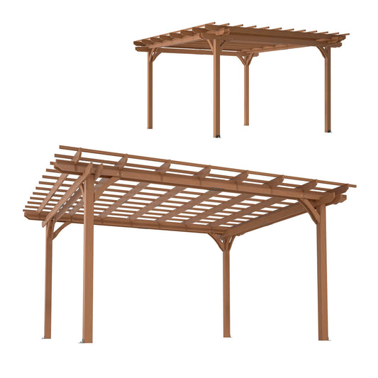 Light Brown Traditional Outdoor All Solid Fir Wood Patio Pergola Shade Structure