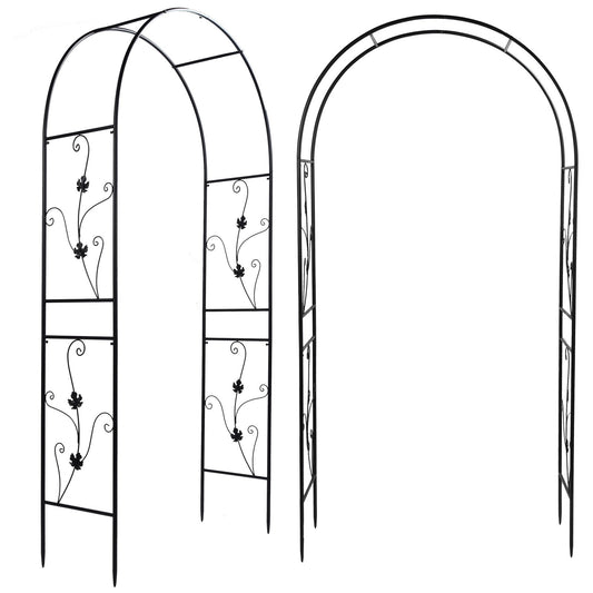 Metal Garden Arch – Sturdy Black Iron Trellis for Climbing Plants & Weddings
