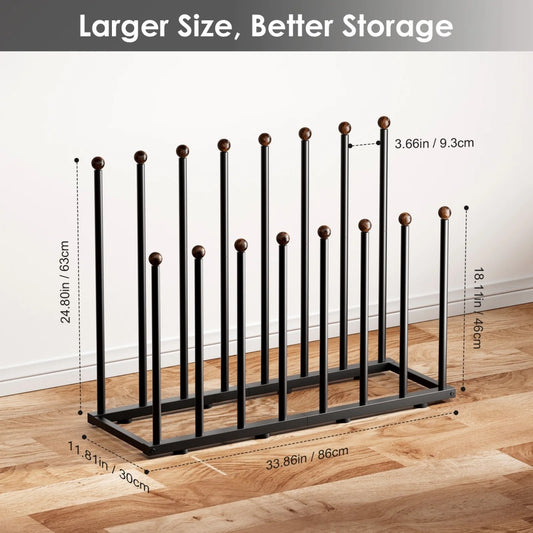 Werseon 8-Pair Boot Storage Rack - Freestanding Shoe Organizer, Matte Black