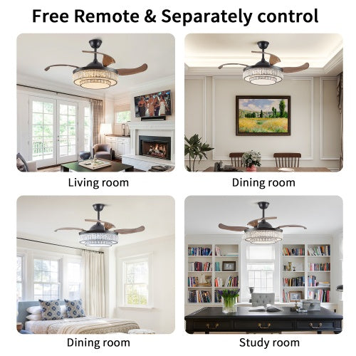 Modern LED Retractable Ceiling Fan with Light & Remote