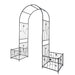 Metal Garden Arch with Plant Stands – Sturdy Black Iron Trellis for Climbing Plants